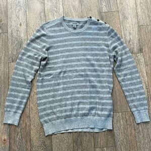 Gray Striped Sweater with Shoulder Buttons Men’s M